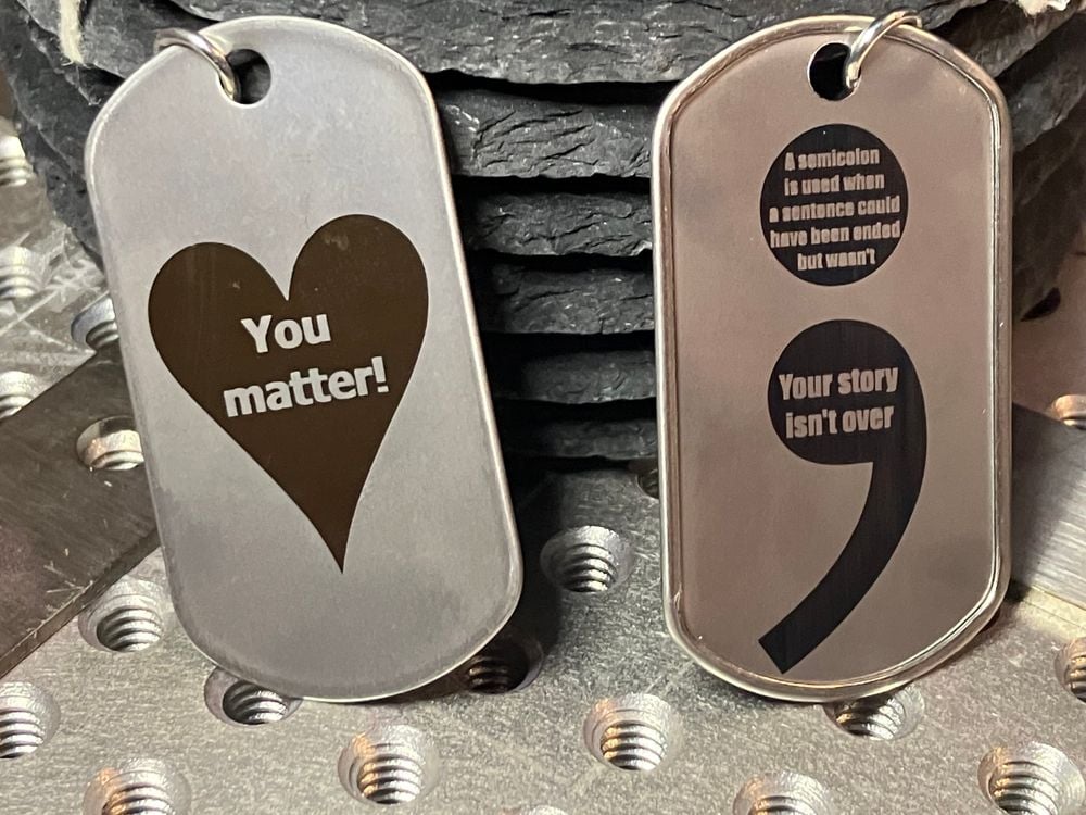 Semicolon suicide awareness tag (Old design)